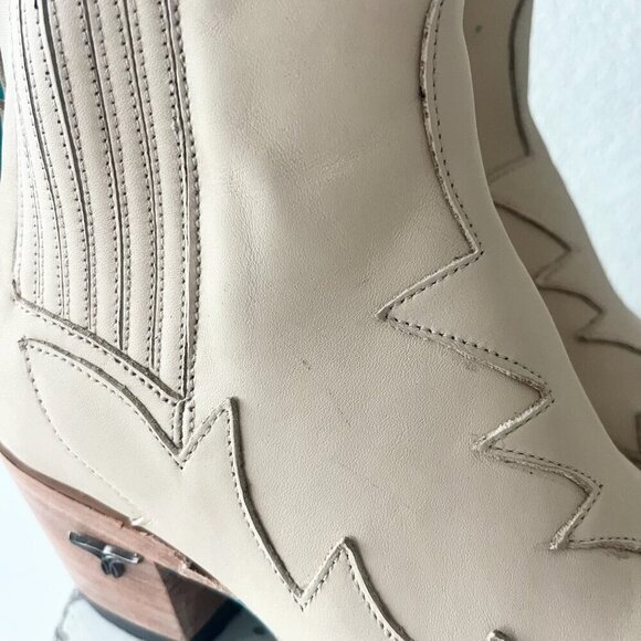 Lane CHELSEA Womens Cowboy Bootie 8 Western Pale Ivory Short Cowgirl Ankle Boots - Picture 3 of 14